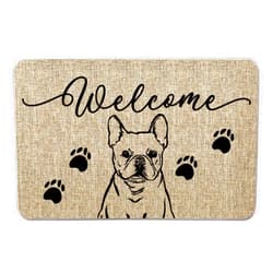 QIONG MENG Dog Door Mat French Bulldog Welcome Doormats Farmhouse Home Decor Entrance Rug Kitchen Floor Front Door Mat 17 x 27 Inch for Outdoor Indoor