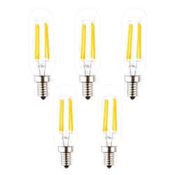 OPALRAY T8(T25) Mini Tube LED Bulb, 4W Dimmable, 400Lm 40W Incandescent Equivalent, Candelabra Bulb E12 Base, 2700K Warm White Soft Lighting, Clear Glass Small Tubular Tip, Pack of 5