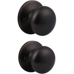 Brotima 2 Pack Dummy Door Knob, Oil Rubbed Bronze No Lock Single Sided Round Knobs for Interior Use, Non-Turning Flat Ball Knob Without Locking
