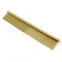 Grtdrm ZoCr Stainless Steel Pet Comb for Dogs Cats, Pet Grooming Comb with Different Spaced Rounded Teeth (Golden)