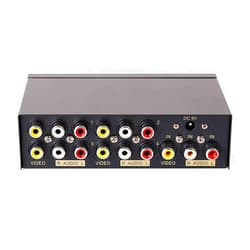 DTECH Powered 4 Way 3 RCA Splitter Box 1 in 4 Out Composite Video Audio Distribution Duplicator with Power Adapter