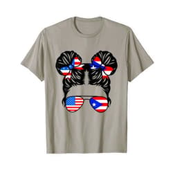 Proud America Puerto Rico Heritage Kids Apparel Half American Puerto Rican Girl USA Puerto Rico Flag Patriot T-Shirt