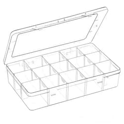 Mauproy 15 Grids Large Plastic Organizer Box with Adjustable Dividers, Compartment Container Clear Storage Box with Label Stickers for Beads, Crafts, Jewelries, Fishing Tackles