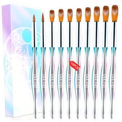 Saviland Kolinsky Acrylic Nail Brush Set: 10PCS Professional Acrylic Nail Brushes for Acrylic Application, Acrylic Powder Brushes for Nail Art Extension & 3D Carving Size 4/6/8/10/12/14/16/18/20/22
