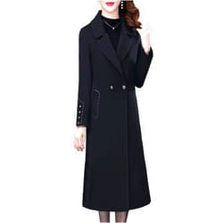 Aprsfn Women's Long Pea Coat Fall Spring Elegant Solid Color Jacket
