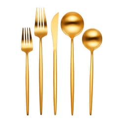 Hampton Forge 894758 Skandia Zephyr Satin Gold 45 Piece Flatware Set, Metallic