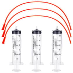 Treela 3 Sets Puppy Kitten Feeding Tube Kit, 3 Pcs 60 ml Clear Plastic Goat Syringe 3 Pcs 14 FR Red Rubber Feeding Tube, Feeding Syringe Feeding Tube Supplies for Lamb Goat Animals