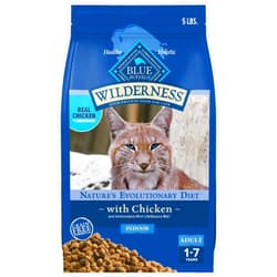 BLUE WILDERNESS Blue Buffalo Wilderness Natural Adult Dry Cat Food Indoor Cats, High-Protein & Grain-Free, Chicken, 5-lb. Bag