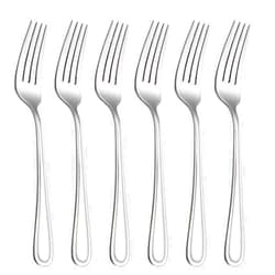 HISSF Table Forks Dinner Forks Stainless Steel 18/0 of Forks 6 Pcs for Home, Kitchen Restaurant, Dishwasher Safe, 7.99 Inches, Silver