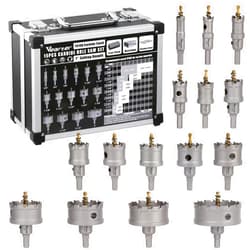 Vearter 15PCS Carbide Hole Saw Kit, 5/8'' to 3'' Metal Hole Cutter with Pilot Drill, Holesaw for Hard Metal, Stainless Steel, Iron, Mild Steel, Aluminium, Alloy, Plastic, Fiberglass
