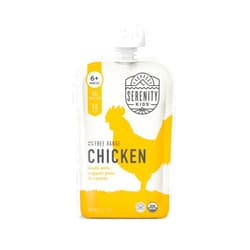 Serenity Kids 6+ Months Baby Food Pouches Puree Made With Ethically Sourced Meats & Organic Veggies | 3.5 Ounce BPA-Free Pouch | Free Range Chicken, Pea, Carrot | 1 Count