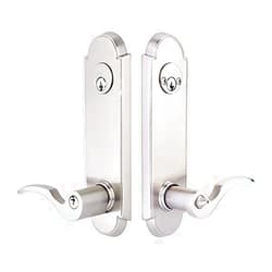 EMTEK Annapolis Two Point Lock, Double Cylinder with Matching Finish Cortina Lever - Choice of Left/Right Handing - Available in 10 Finishes - 5318CRHUS19 - Right Handed (RH) - Flat Black (US19)