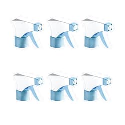 DOMPEL Trigger Sprayers valves, color blue, thread 28/410, made with stainless steel springs and glass balls, with spray and stream Model 101D. (Spray heads only, bottles not included) (6)
