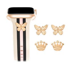 Bagoplus Designer Band with Charms Decor Compatible with Apple Watch Band 38mm 40mm 41mm Women Men, Stylish Silicone Sport Wristbands for iWatch Series 8 7 6 5 4 3 2 1 SE Ultra