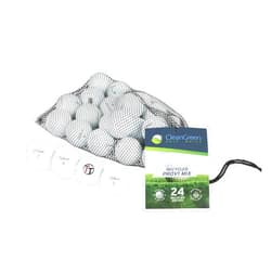 Clean Green Golf Balls 24 Titleist Pro V1 Recycled Golf Balls Mix - includes Used Golf Balls Bulk and Mesh Reusable Bag - Recycled & Used Golf Balls for Men and Women