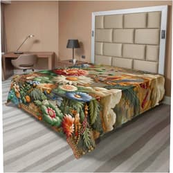 Ambesonne Floral Eucalyptus Flat Sheet, Rococo Medieval Style Colorful Flowers Clouds Art Nouveau Garden, Soft Comfortable Top Sheet Decorative Bedding 1 Piece, King Size, Sepia Multicolor