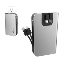 myCharge Portable Charger Power Bank - HubMax 10050 mAh Universal External Battery Pack | Foldable AC Wall Plug | Two Built in Cables for Apple (iPhone Lightning) & for Samsung USB Type C (Android)