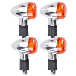 Saihisday 12V Motorcycle Turn Signal Lights Front Rear Blinker Indicator Light Amber Chrome Bullet(4 PCS)