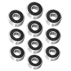 Unigirl 607-2RS Deep Groove Ball Bearing Double Sealed 180017, 7mm x 19mm x 6mm High Carbon Steel Z1 Bearings (Pack of 10)