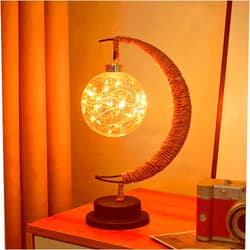 HFHungkeong Iron Night Light, Magic Star Moon Light, LED Decorative Light for Parties, Weddings, bedrooms and Many Other Occasions, USB Port, 11 x 6 x 6 inches（Round Ball Warm）
