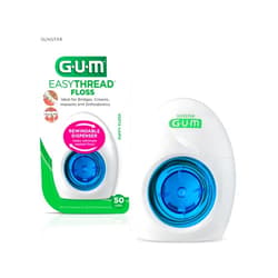 GUM EasyThread Threader Floss - Expanding Dental Floss for Braces, Bridges, and Implants - Built in Rigid Floss Threaders (50 Uses)