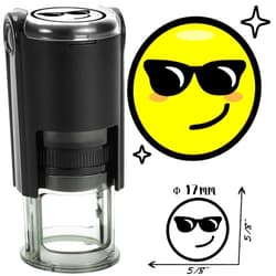 Idealiveny Self Inking Emoji-Stamps for Teachers Round Stamps for Classroom Grading Smirking with Sunglasses Emoji Stampers for Teacher Supplies Smiley Teacher Stamps (Smirking with Sunglasses-Black)