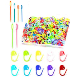 FIVEIZERO 300pcs FIVEIZERO Stitch Markers with 6 pieces of large blunt sewing needles,colorful knitting markers,plastic crochet hook clip,bulk Crochet hook markers for knitting stitch locking clip crochet hooks