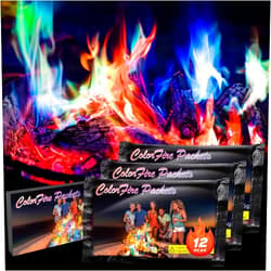 FESTIVALCOS 12 Pack Colorful Flames Color Fire Packets Fire Pit for Campfire,Fire Color Packets Camping Accessories for Kids & Adults,Outdoor Fire Changing Flame Powder. (12 Packets)