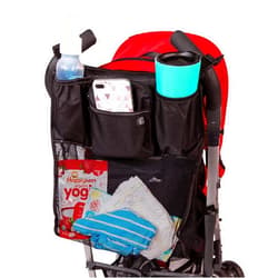 J.L. Childress Cups 'N Cargo Universal Stroller Organizer with Cup Holders and Mesh Storage Compartment - Deep Cup Holders - Multiple Zippered Pockets - Fits Uppababy, Stroller Wagons & more - Black