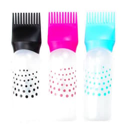 Framendino, 3 Pack Root Comb Applicator Bottle with Graduated Scale Colorful Plastic Squeeze Brush for Hair Dye Home Salon 6 oz