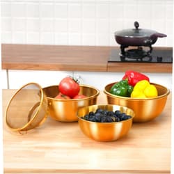 HISKIWUU 6 pcs Stainless Steel Colander Set with 1.2Qt 2Qt and 3Qt Capacity,Stainless Steel Strainer with Metal Mixing Bowls,Colander Stainless Steel for Kitchen Drain Pasta Rice Fruit Vegetable Washing,Gold