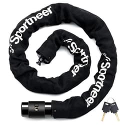 Sportneer Bike Lock: 8mm Thick High Security Anti Theft Bike Chain Lock with 2 Keys- 3.2/4ft Long Heavy Duty Anti-Cut Bicycle Lock for Bike, Motorcycle, Bicycle, Door, Gate, Fence, Grill