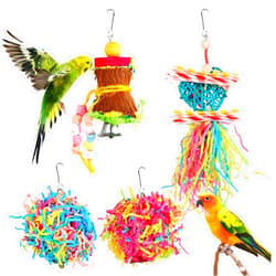 YUEPET 4 Pack Bird Shredder Toys Small Parrot Chewing Toys Parrot Cage Foraging Hanging Toy for Small Bird Parakeets Parrotlets Lovebirds Cockatiels