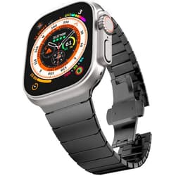 Danmus Stainless Steel Band for Apple Watch Ultra Band 49mm 45mm 44mm 42mm 38mm 40mm 41mm, Metal Strap with Folding Clasp for Apple Watch Series 8 7 6 5 4 3 2 1 for Men 49mm/45mm/44mm/42mm Black