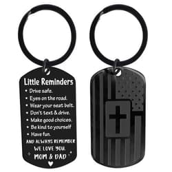 EoBeCy Keychain for Men Boys, Dog Tag Style Key Chain, Black Key Rings Birthday Christmas Veteran Day Gifts