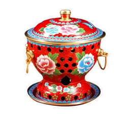 GLESOS Single Person Small Copper Pot Old Beijing Small Fat Cow Hot Pot Chinese Traditional Cloisonne Hot Pot Commercial Alcohol Shares Red Copper Hot Pot (Color : Red, Size : One Size)
