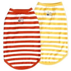 CtilFelix Dog Shirt Striped Dog Clothes Stretchy Vests Soft Cotton for Small Medium Large Dogs Boy Girl Puppy Clothes Lightweight Cat Outfit Kitten Tank Top Apparel T-Shirts Pack-2 Yellow & Rust XS