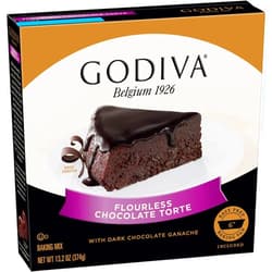 Godiva Baking Mix Flourless Chocolate Torte Gluten Free Dark Chocolate Ganache - 6 inch Round Baking Pan Included