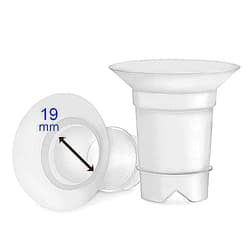 Maymom Flange Inserts 19 mm for Medela and Spectra 24 mm Shields/Flanges. Use with Medela Freestyle, Harmony and Sonata to Reduce 24mm Nipple Tunnel Down to 19 mm; 2pc/Each
