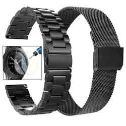 Koreda Compatible with Samsung Galaxy Watch 46mm/Galaxy Watch 3 45mm/Gear S3 Frontier/Classic Bands Sets, 22mm Stainless Steel Metal Band + Mesh Loop Replacement Bracelet Strap for Samsung Gear S3