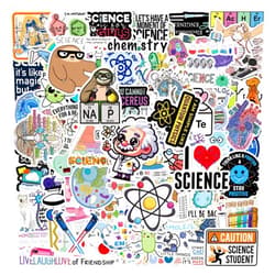 TaiLiHaile 110pcs Science Stickers Pack, Chemistry, Biology, Physics, Science Classroom Decor for School Teacher Student Laboratory Sticker Decals for Laptop Water Bottle Notebook Science Party Favors and Decor