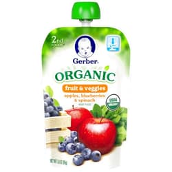 Gerber 2nd Foods Organic, Apples, Blueberries and Spinach (6 Count, 3.5 Oz Each)