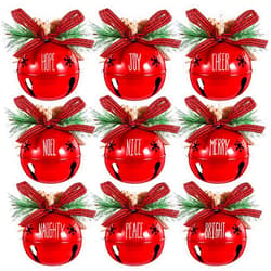 Aoriher 9 Pcs Christmas Bells Ornament 3.1