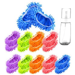 Wowang 10 Pairs 20 PCS Mop Slippers for Floor Cleaning Supplies Washable Mopping Slippers Mop Socks Reusable Shoes Cover for Mop Shoes Microfiber Foot Socks 1PCS 3.4oz TSA Approved Travel Spray Bottle
