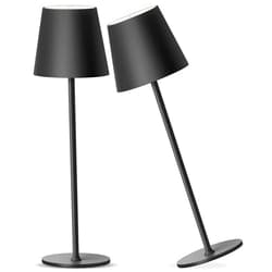 PUSU Cordless Rechargeable Table Lamp Set of 2, 5000mAh Battery Powered LED Desk Lamp, 3 Color Stepless Dimming Up, Portable Table Light Lamp for Bedroom Restaurant Outdoor (Black)