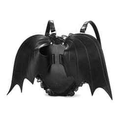 NEEVAS Fashion Girl Gothic Black Bat Heart Wings Backpack Goth Punk Lace Wing Bag