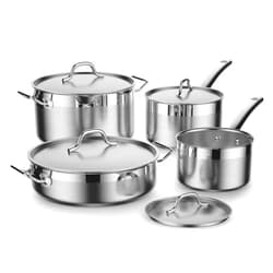 Cooks Standard Kitchen Cookware Sets Stainless Steel, Professional Pots and Pans Include Saucepan, Sauté Pan, Stockpot with Lids, 8-Piece, Silver
