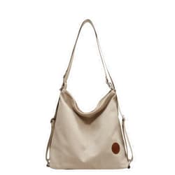 IAMUHI Women Canvas Shoulder Bag Convertible Backpack Casual Crossbody Bag Tote Purse for Daily/Travel/Work,Beige