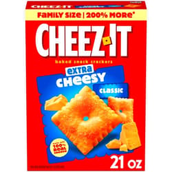 Cheez-It Cheese Crackers, Baked Snack Crackers, Lunch Snacks, Family Size, Extra Cheesy, 21oz Box (1 Box)