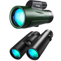 CAMMOO Set of 2 Pack CAMMOO 12x50 Monocular + 12x42 HD Binoculars